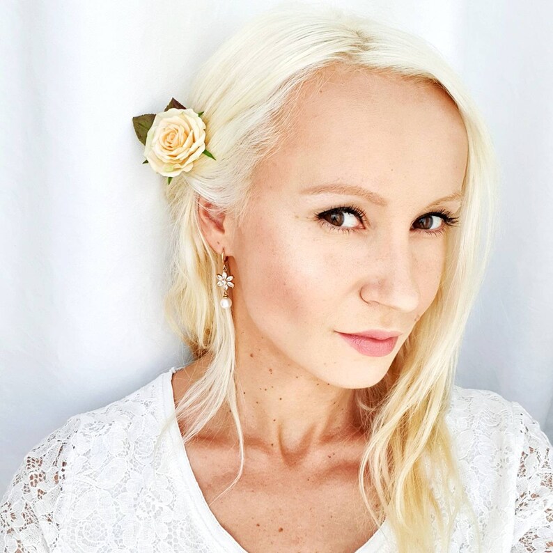 Big rose flower hair pin Etsy