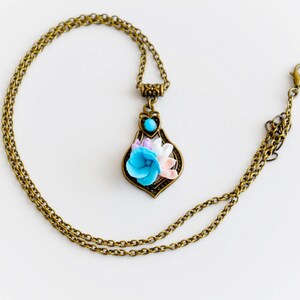 Aqua blue flower necklace