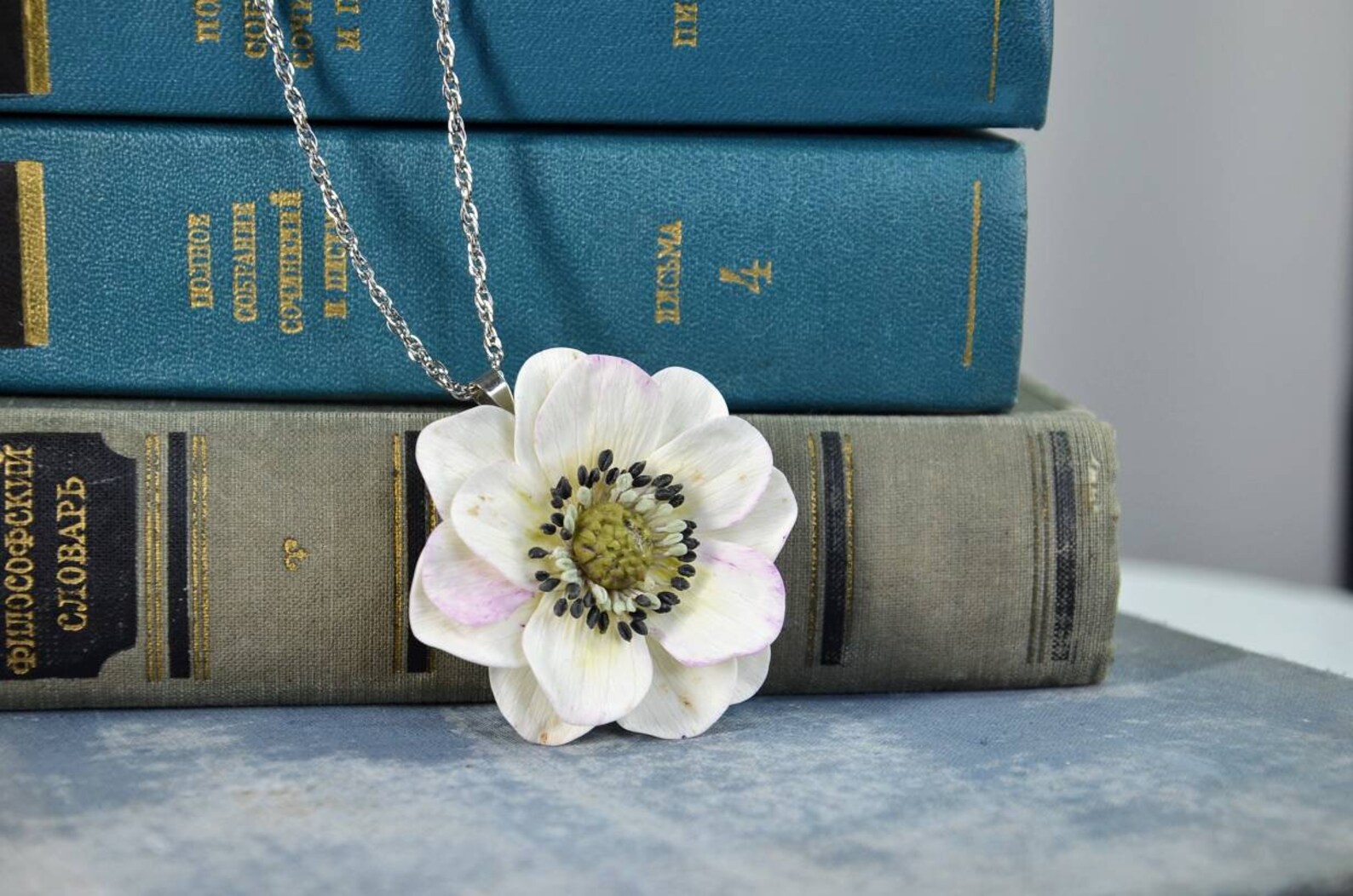 Anemone flower pendant wedding pendant wedding necklace Etsy