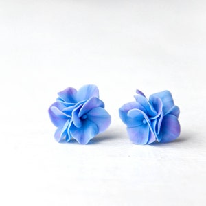 Blue Hydrangea studs, Hydrangea jewelry, Botanical Studs