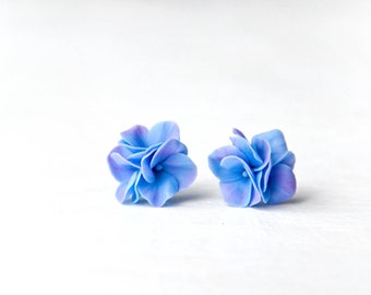 Blue Hydrangea studs, Hydrangea jewelry, Botanical Studs