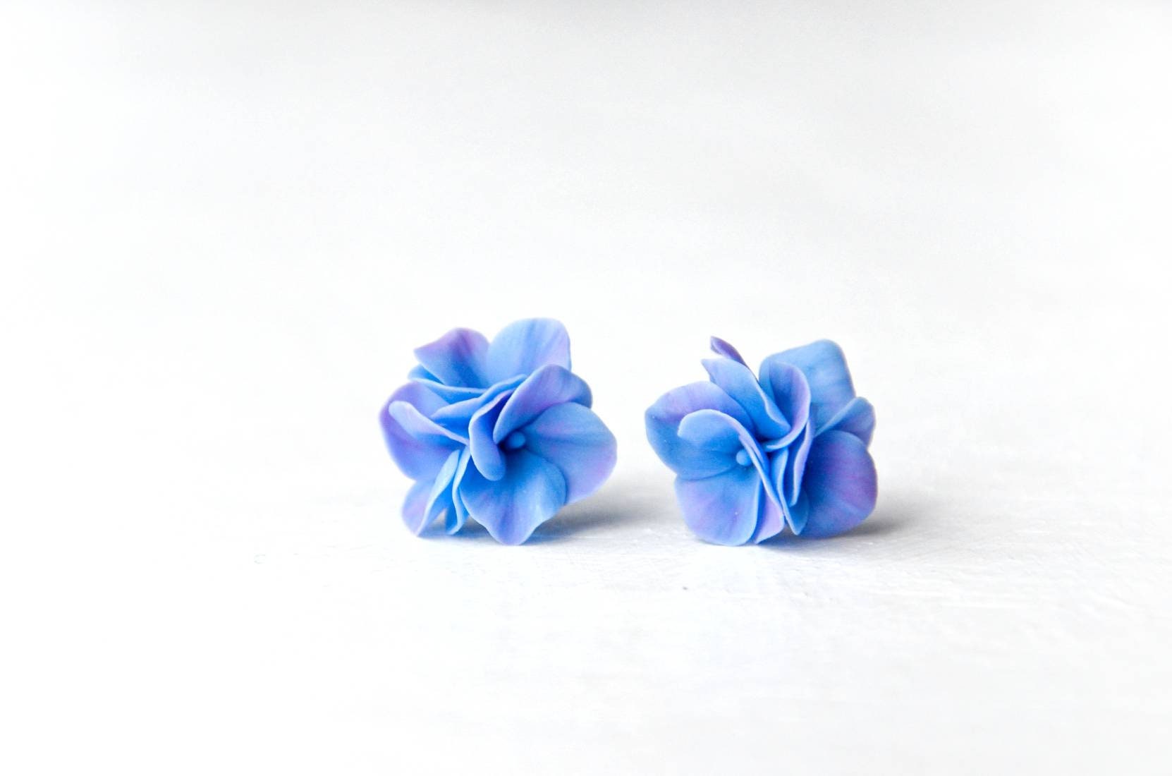 Blue Hydrangea studs, Hydrangea jewelry, Botanical Studs