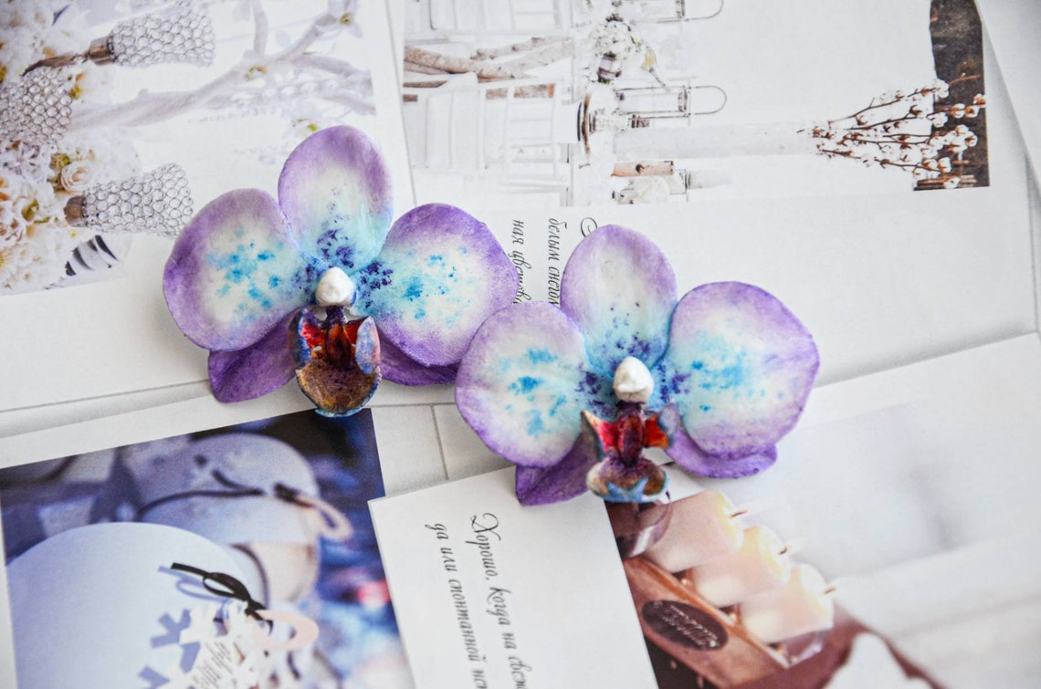 Tropical Flower Earrings Orchid Earrings Etsy