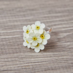 Ivory flowers  ring, Forget me not ring, forget me not jewelry
