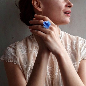 Baby blue hydrangea ring, flower ring