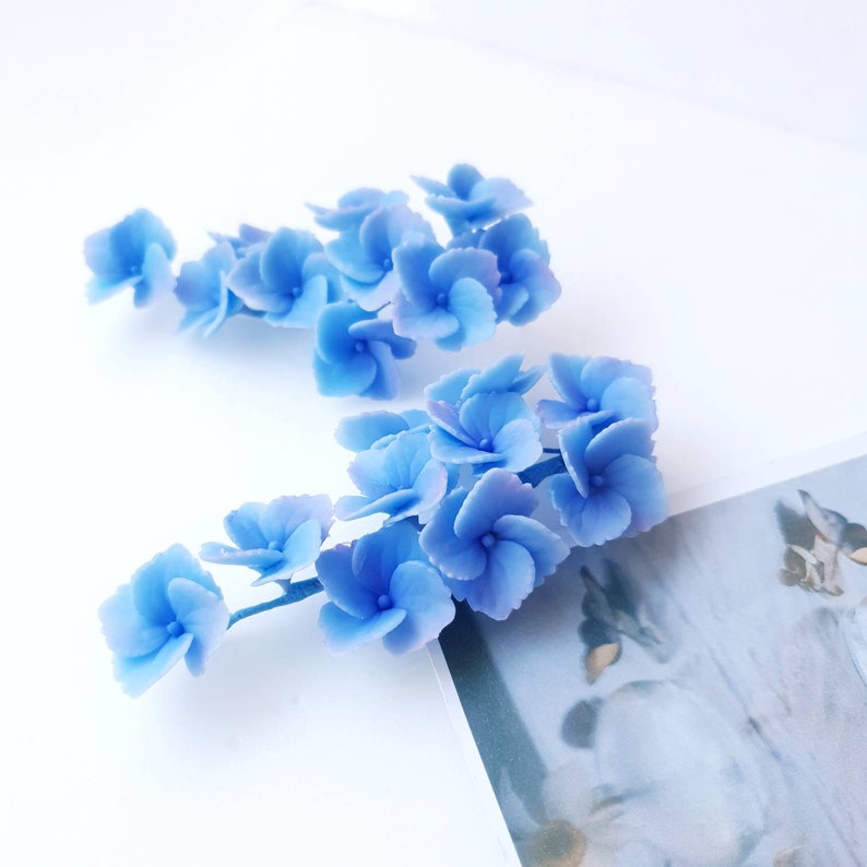 Realistic Hydrangea Earrings,Baby Blue Hydrangea Drop Earrings image 5