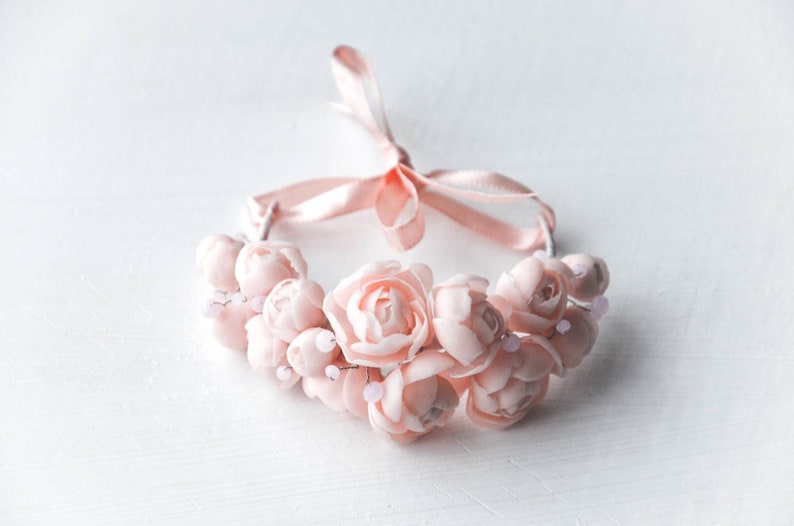 Light pink bridal bracelet image 1