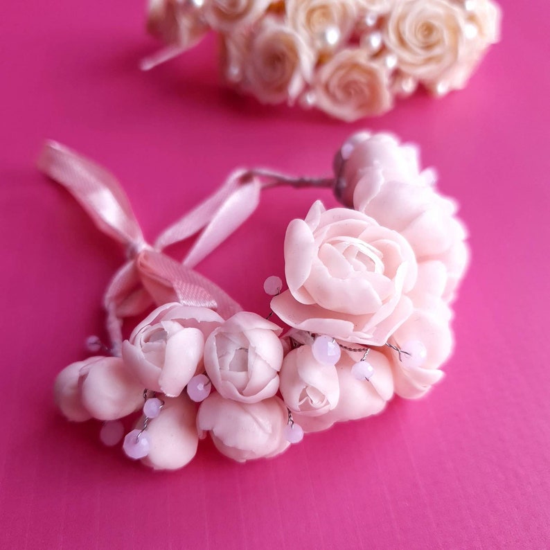 Light pink bridal bracelet image 8