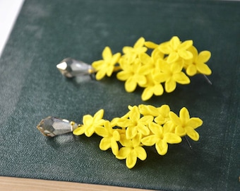 Yellow earrings flowers jasmine flowers