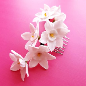 Floral headpiece, white headpiece, bridal hair image 10