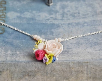 Blossom pendant, summer flowers pendant