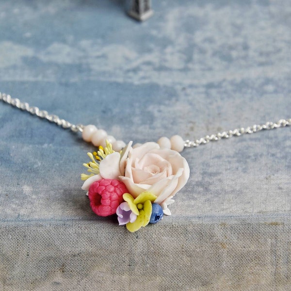 Blossom pendant, summer flowers pendant