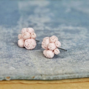 Pale pink peony studs, peony jewelry,peony earrings