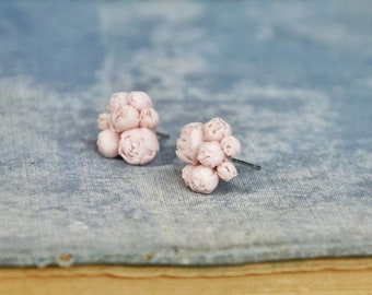 Pale pink peony studs, peony jewelry,peony earrings