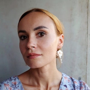 White flowers earrings, hydrangea earrings, bridal earrings image 7