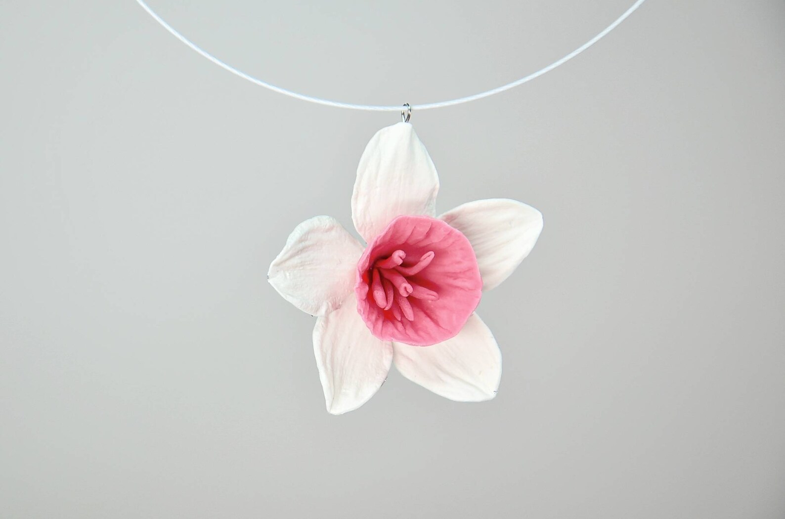 Narcissus Necklace White Narcissus Pendant Wedding Pendant Etsy
