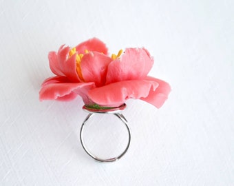 Flower ring, flower jewelry, big flower ring