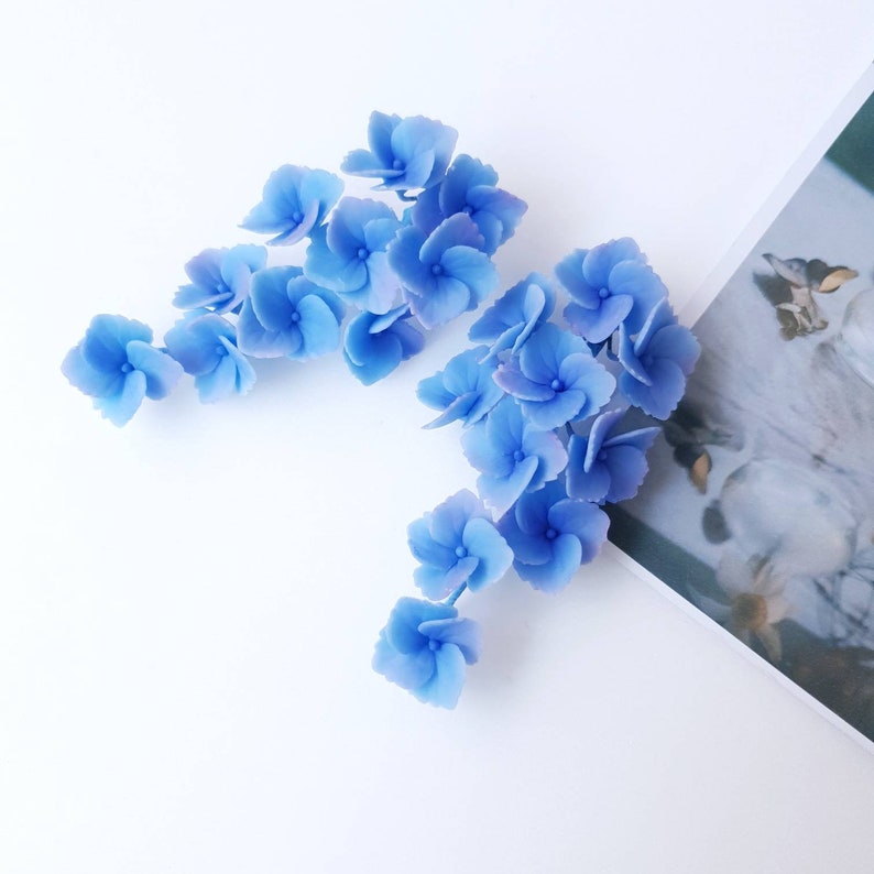 Realistic Hydrangea Earrings,Baby Blue Hydrangea Drop Earrings image 6