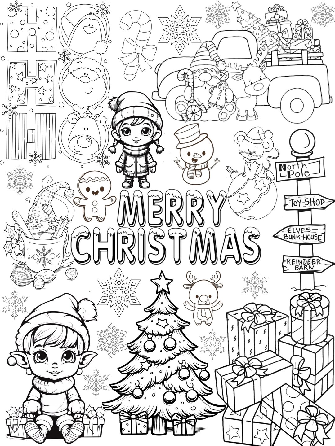 Christmas Coloring Poster 18x24 - Etsy