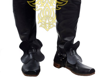 Leather Boot Spats, Gothic Armor Gaiters, Viking Tall Boot Covers, Steampunk Pirate Costume Accessories, Medieval Cosplay Leg Shin Guards