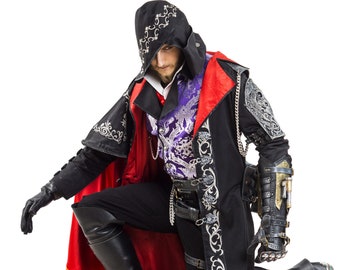 Jacob Assassin Cosplay Costume: Embroidered Coat, Leather Details