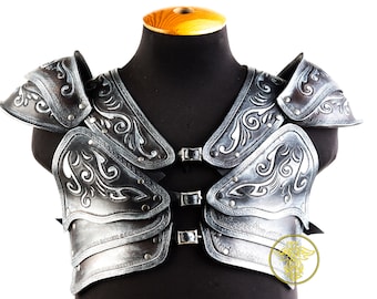 Leather Shoulder Armor: Embossed Pauldrons