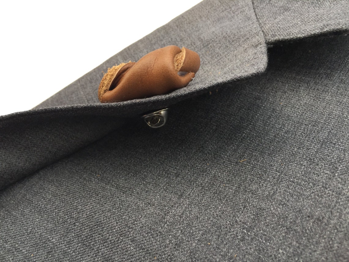 Leather Pocket Square and Lapel Pin Lapel Pocket Cognac Etsy