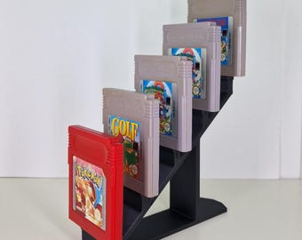 Game Boy Cartridge Display Stand – Holds 5 Games – GB Game Holder – Retro Gaming Display Stand – 3D Printed