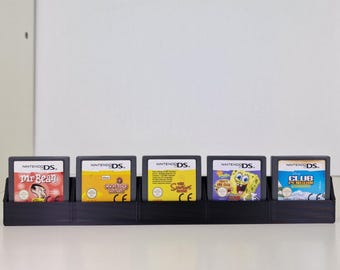 Nintendo DS Cartridge Display Stand – Holds 5 Games – Retro Game Storage Holder – 3D Printed DS Game Organizer – Display Rack