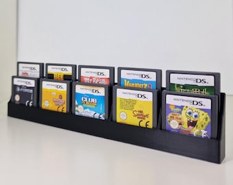Nintendo DS Cartridge Display Stand – Holds 10 Games – NDS Game Holder Storage Rack – Retro Gaming Shelf Display – 3D Printed