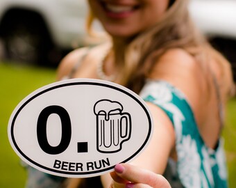 Beer Run Magnet: Marathon Parody Decal for Cars, Coolers, Boats