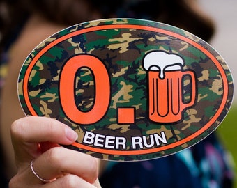 Camo Beer Run Sticker, Deer Season Hunting Decal, Cooler Bar Fridge Vinyl