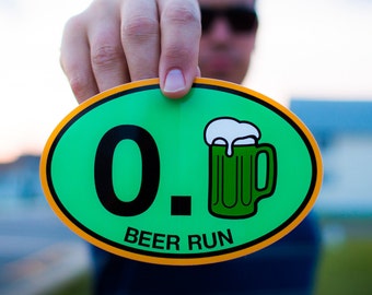 Green Beer Run Sticker: Weatherproof Decal, Beer Lovers, St. Patrick's Day Guinness Pub Fridge Art