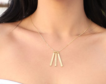 Vertical Bar Necklace Personalized Necklace Gold Name Necklace Silver Bar Necklace Christmas Gift Initial Necklace Custom Necklace -BL30-3