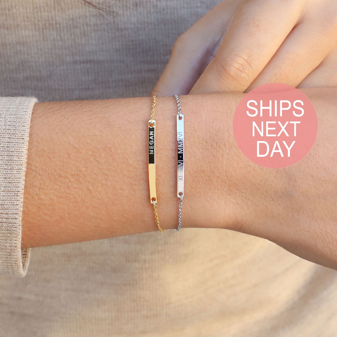 Personalized Bracelet for Women Gold Bar Bracelet Monogram Etsy