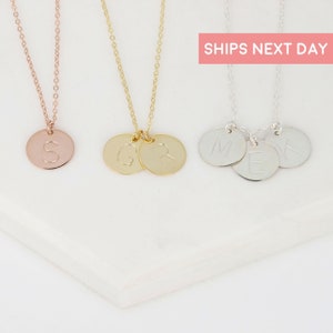 Sterling Silver Initial Necklace Gold Initial Necklace Personalized Gift Disc Necklace Name Rose Gold Coin Necklace Circle Charm -IGN