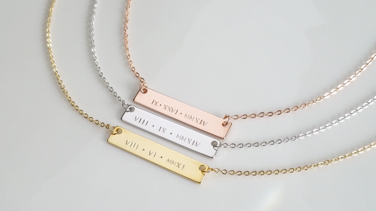 Bar Necklace Personalized Necklace Engraved Necklace Etsy