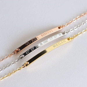 Personalized Bracelet for Women Gold Bar Bracelet Custom Initial Bracelet Friendship Custom Bracelet Personalized Name Bracelet T32-3.5 画像 2