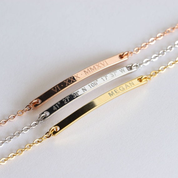 Personalized Bracelet for Women Gold Bar Bracelet Monogram 