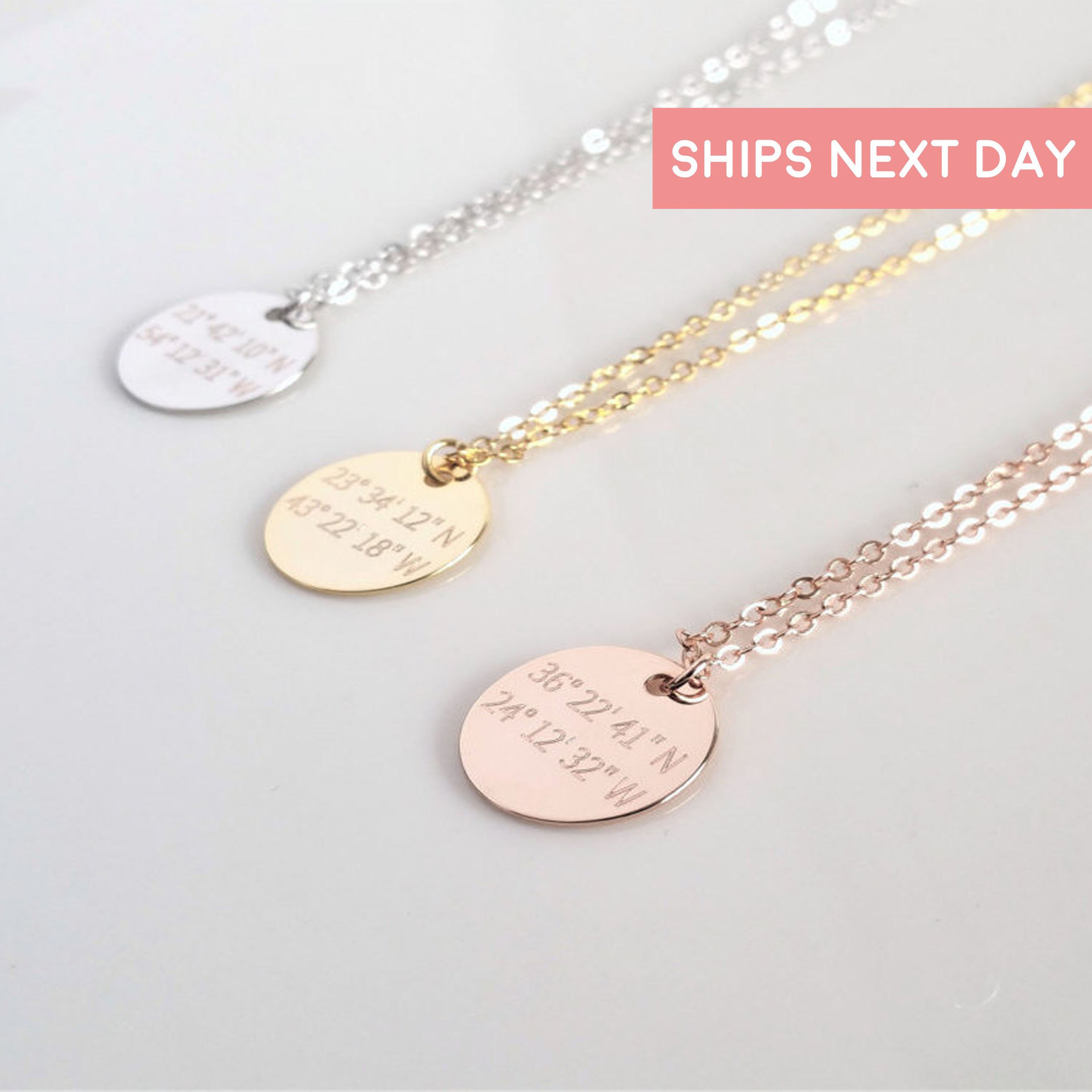 Delicate Disc Initial Necklace Rose 