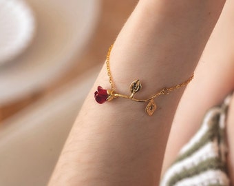 Custom Rose Bracelet Personalized Flower Bracelet Mom Gift