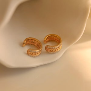 Stylish Pave Ear Cuff Small Hoop Cartilage Earrings Minimalist Accessory Gift for Her Perfect Summer Jewelry - B096/53-1-23
