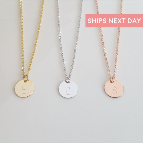 Disc Initial Necklace Dainty Disc 