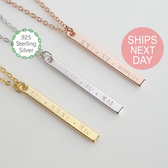 Multiple Initial Bar Necklace Gold 