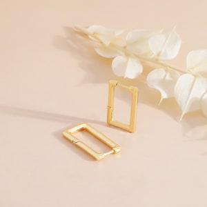 Große Rechteck Hoop Ohrringe – Minimalistischer Schmuck für Frauen, Alltagsgeschenk für Frau, perfektes Geschenk für Sie - B023