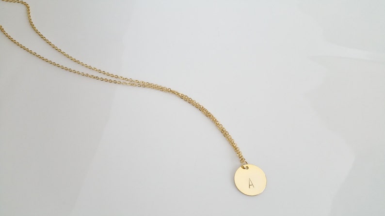Silver Letter Disc Bridesmaid Gift Christmas Gift Minimalist Necklace Monogram Disc Rose Gold Disc Personalized Initial Charm Necklace