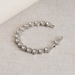 Silver Plated bracelet with CZ stones Perfect Gift for Women Everyday Jewelry Trendy Minimalist Jewelry BR/56-1-16/B1WT image 4