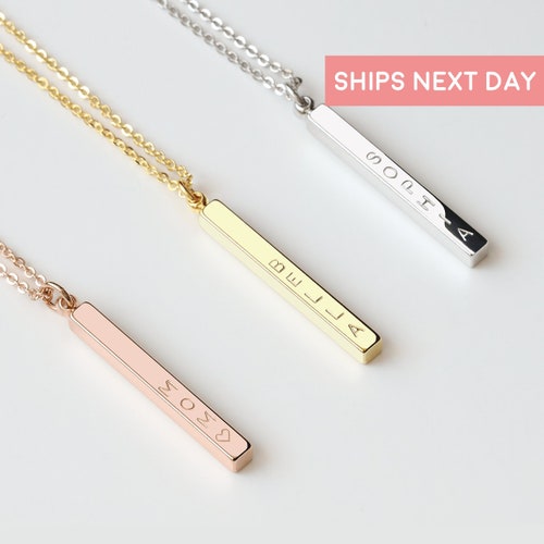 Custom Name Vertical Bar Necklace 