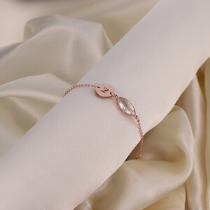 Delicate & Handcrafted: Personalized Birthstone Bracelet with Initial Gift for Her DD12ST11/32-1-10 Rose gold plated