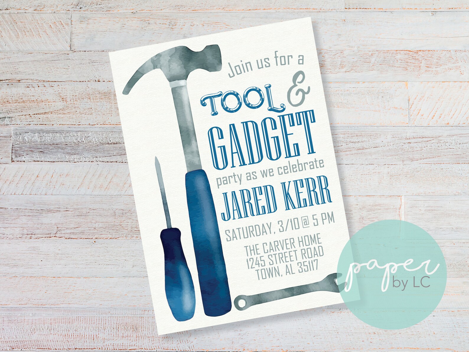 Tool & Gadget Party Blue Navy Customized Printable Invitation Etsy
